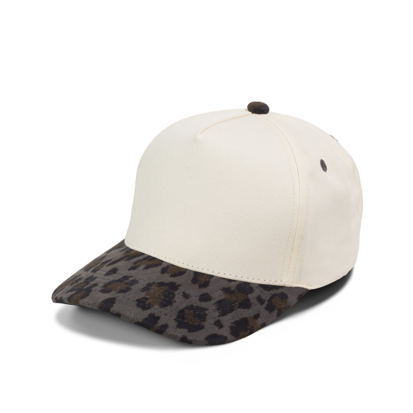 Plain Curve 5Panel Cotton Leopard Hat 5048