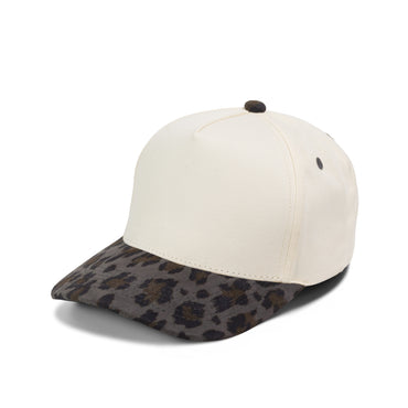 Plain Curve 5Panel Cotton Leopard Hat 5048