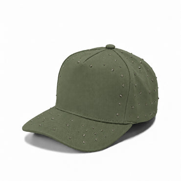 Plain 5Panel Rhinestone Cotton Hat 5049