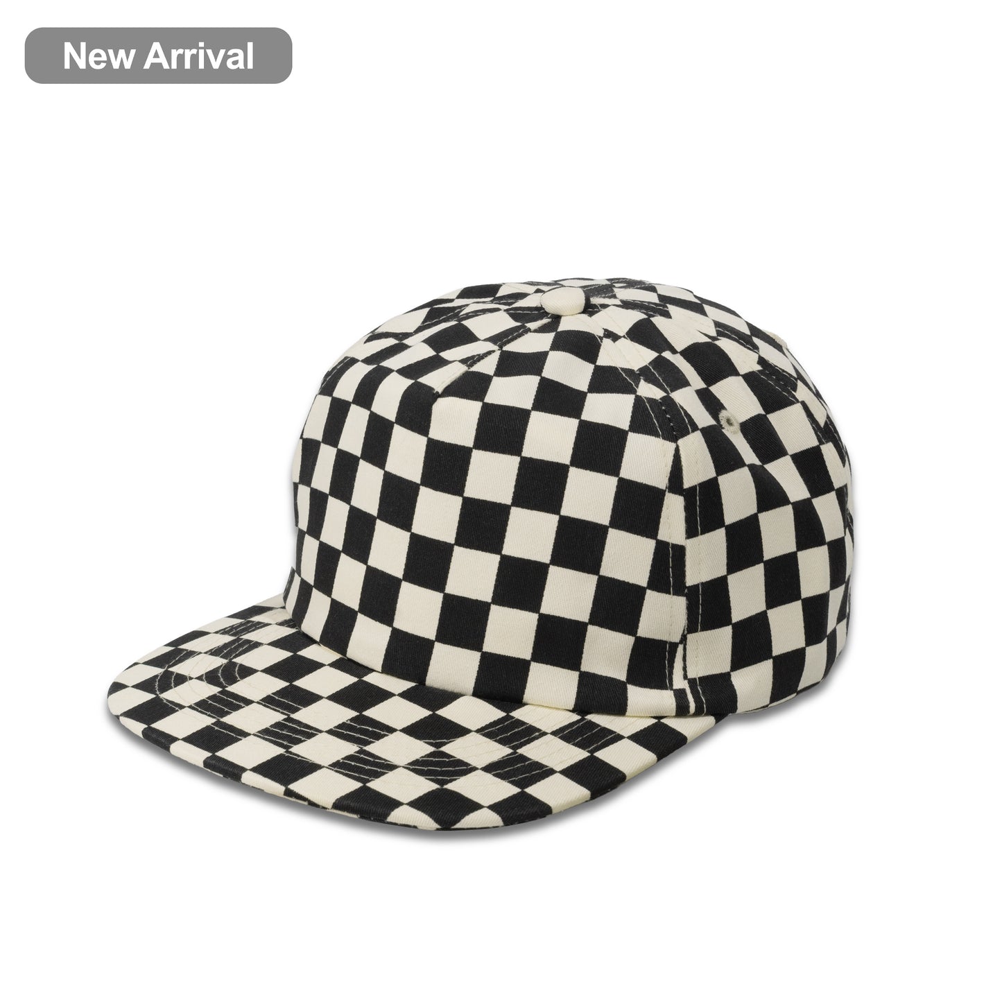 Plain Flat Unstructured 5Panel Checkboard Hat 5057