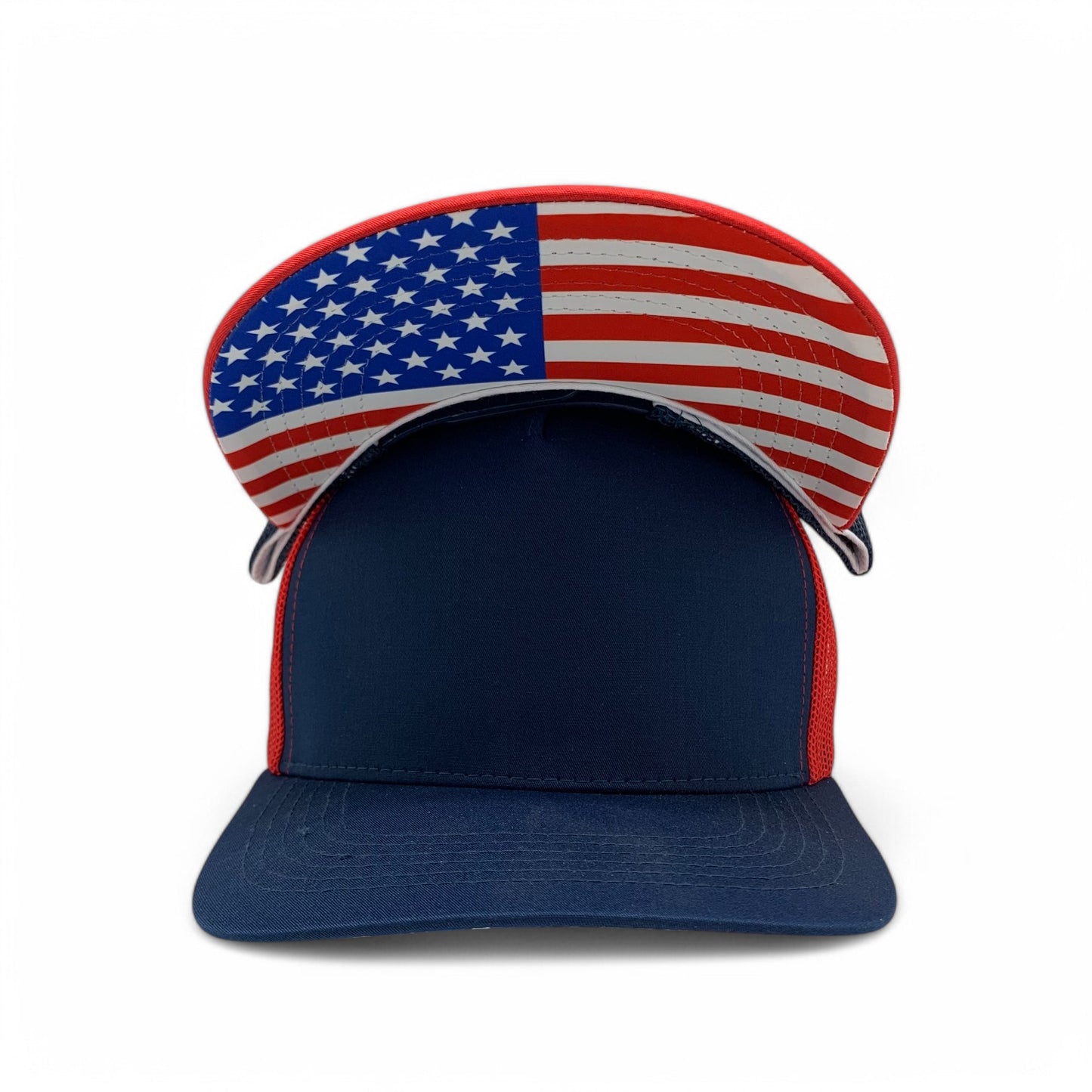 PLAIN CURVE 5PANEL UNDER USA PRINTED MESH HAT - P5MU