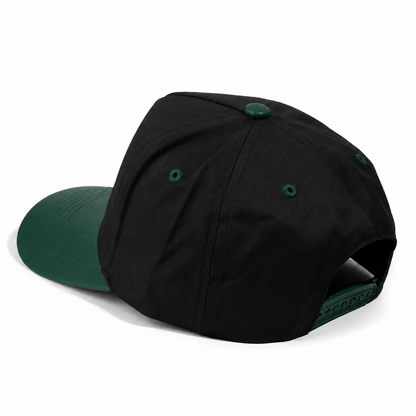 Plain Curve 5Panel Cotton PU Leather Hat 5006