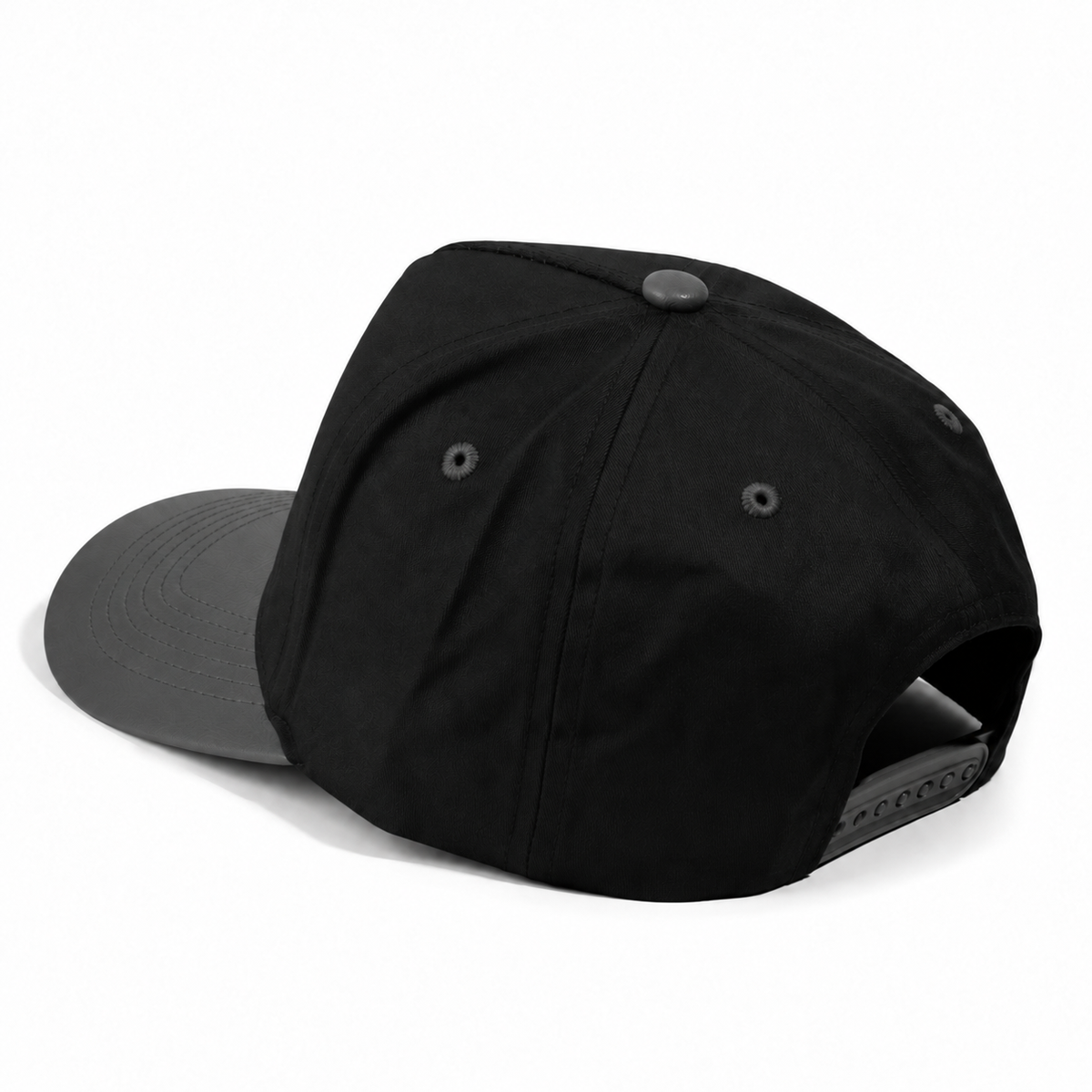 Plain Curve 5Panel Cotton PU Leather Hat 5006