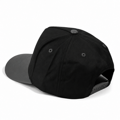 Plain Curve 5Panel Cotton PU Leather Hat 5006