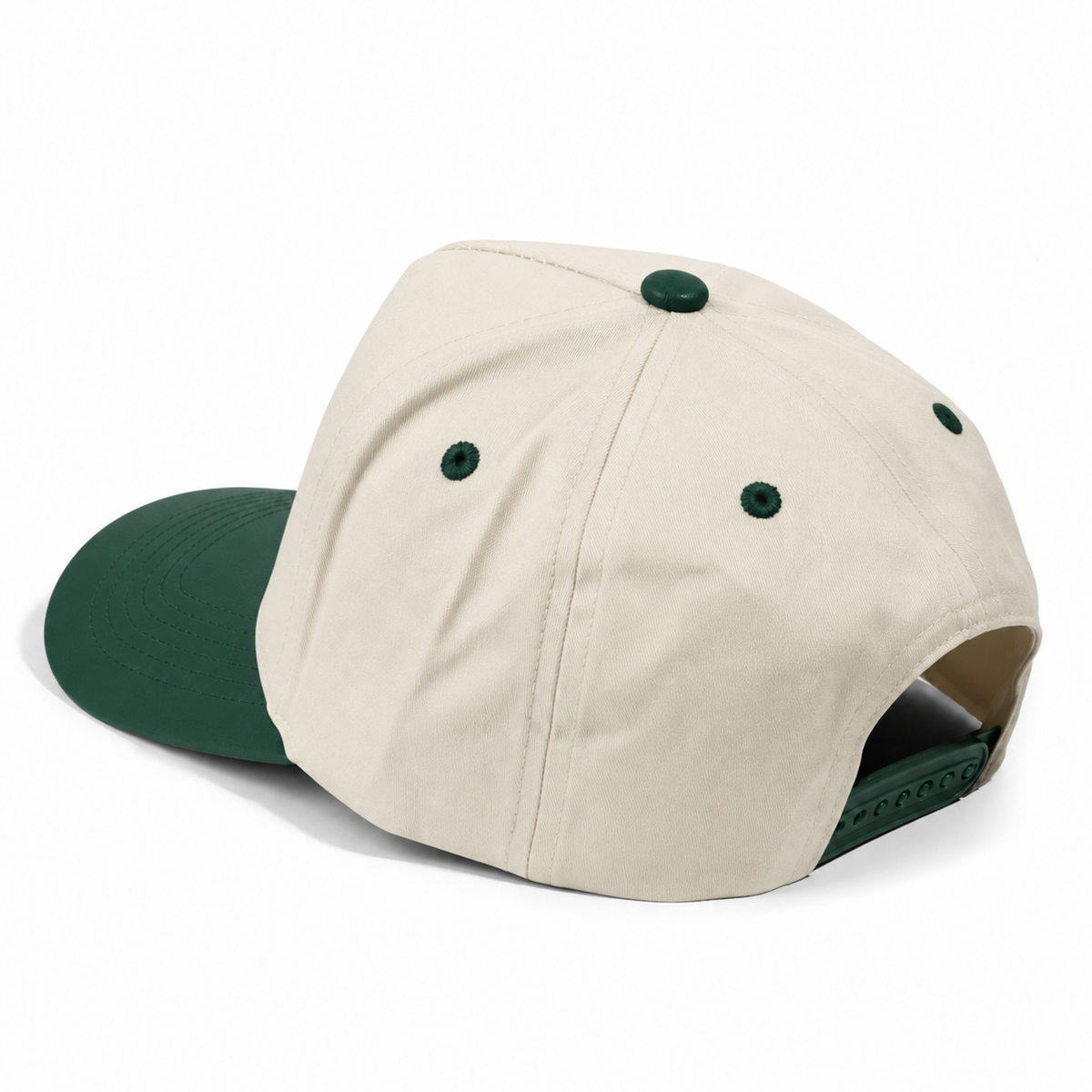 Plain Curve 5Panel Cotton PU Leather Hat 5006