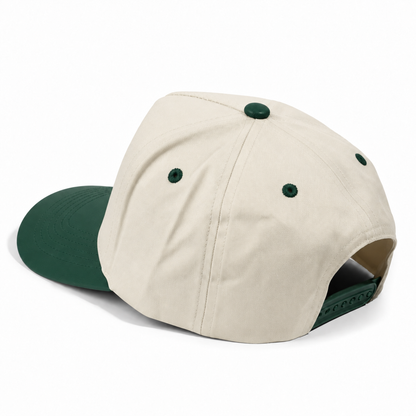 Plain Curve 5Panel Cotton PU Leather Hat 5006