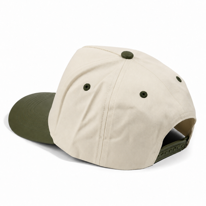 Plain Curve 5Panel Cotton PU Leather Hat 5006