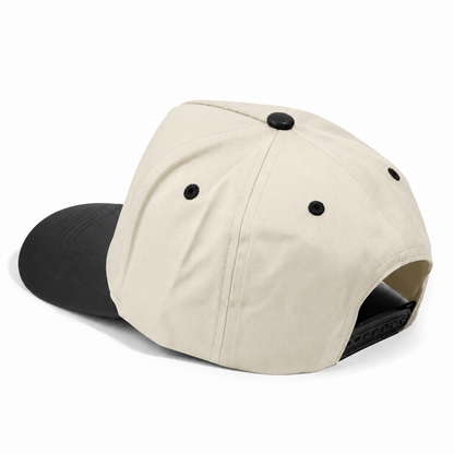Plain Curve 5Panel Cotton PU Leather Hat 5006