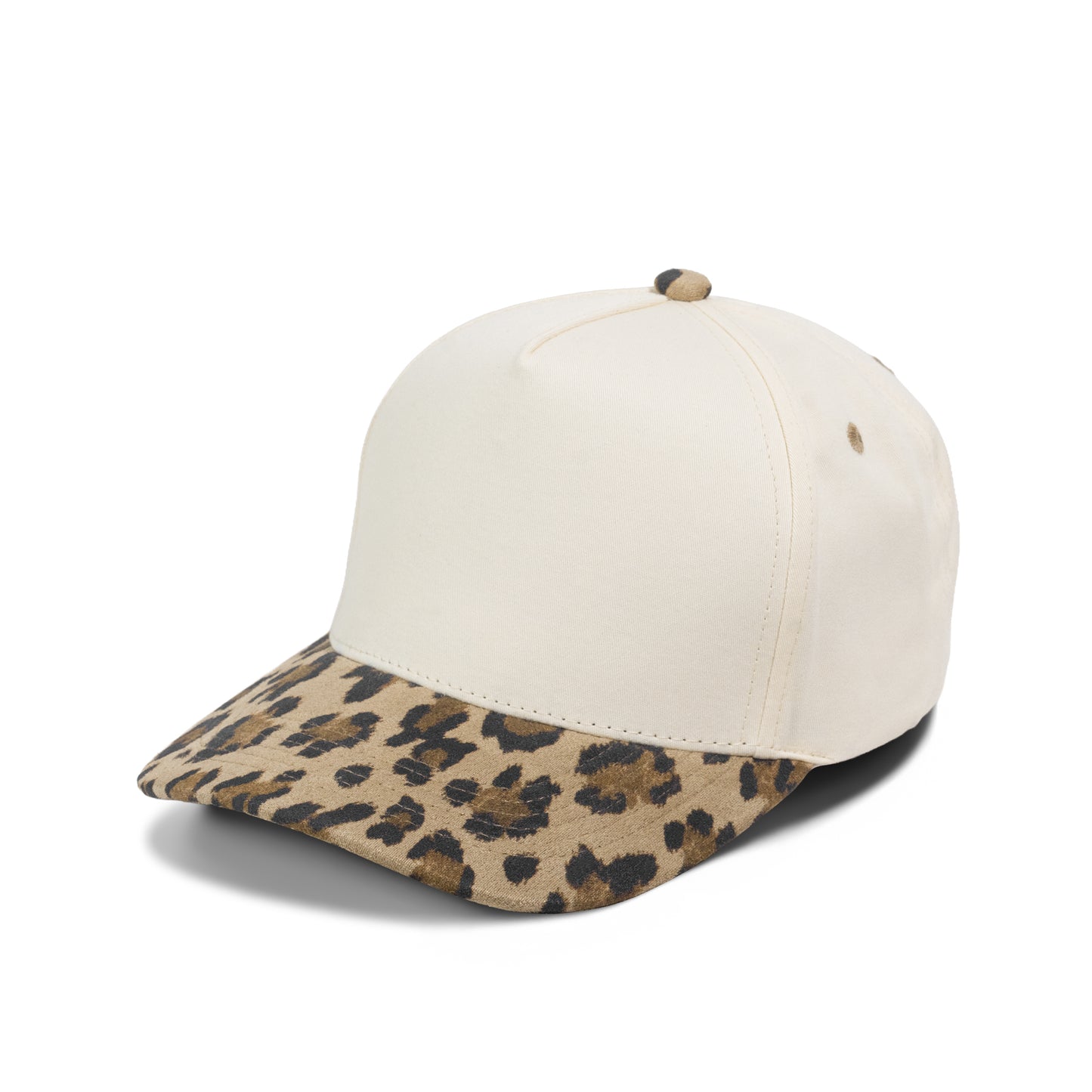 Plain Curve 5Panel Cotton Leopard Hat 5048