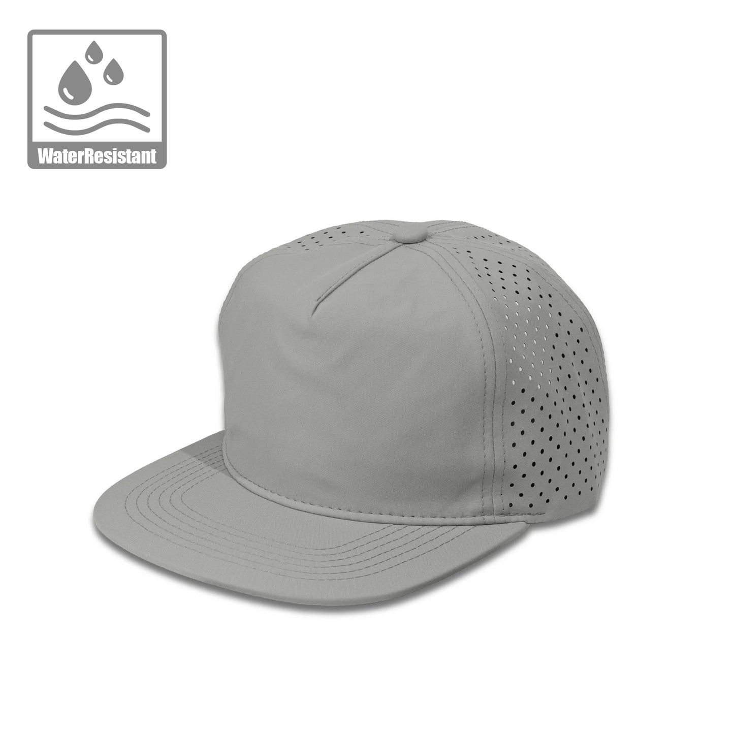 Plain Flat Unstructured 5Panel Laser Hole Hat Water Repellent 5053