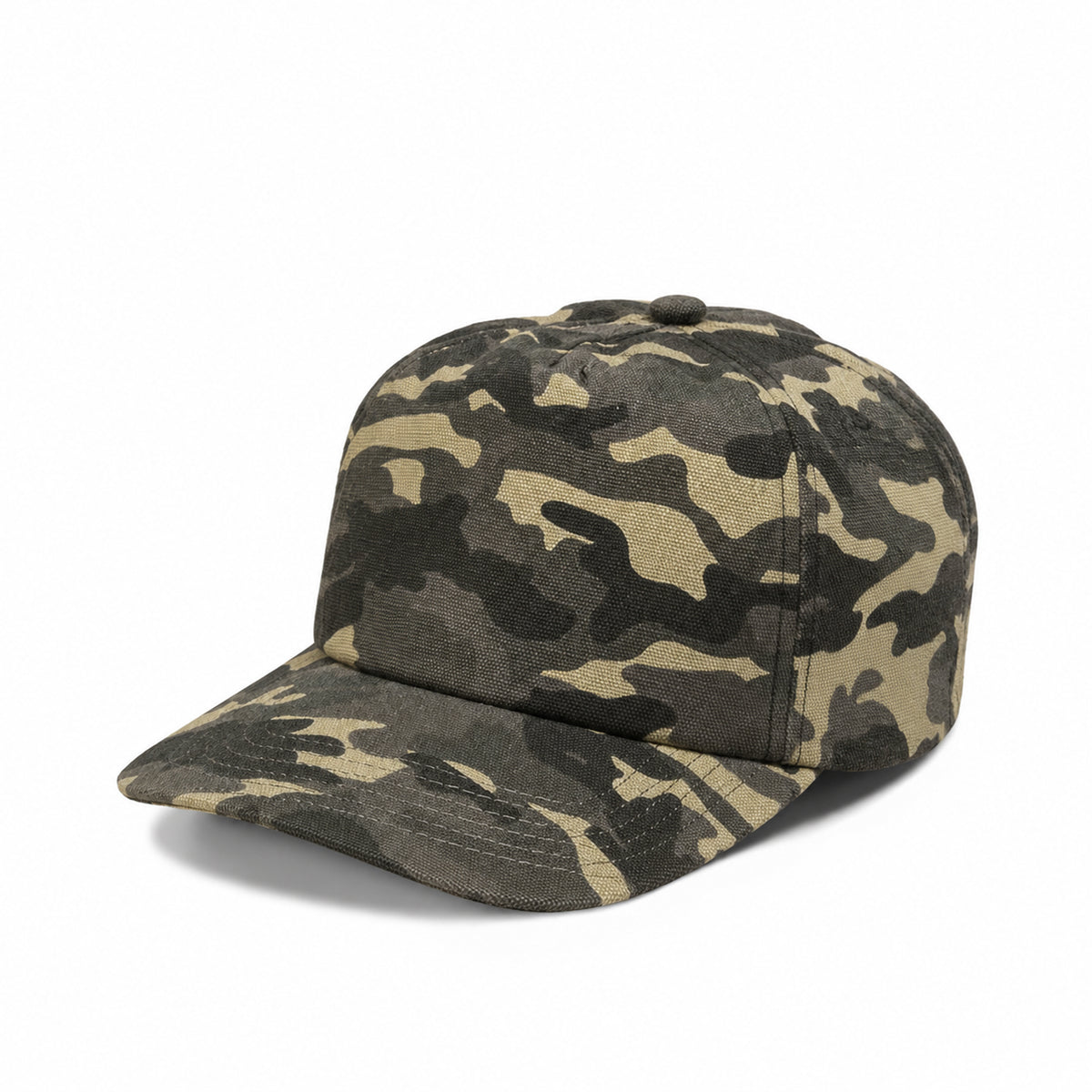 Plain Slight Curve Unstructured 5Panel Camo Hat 5066