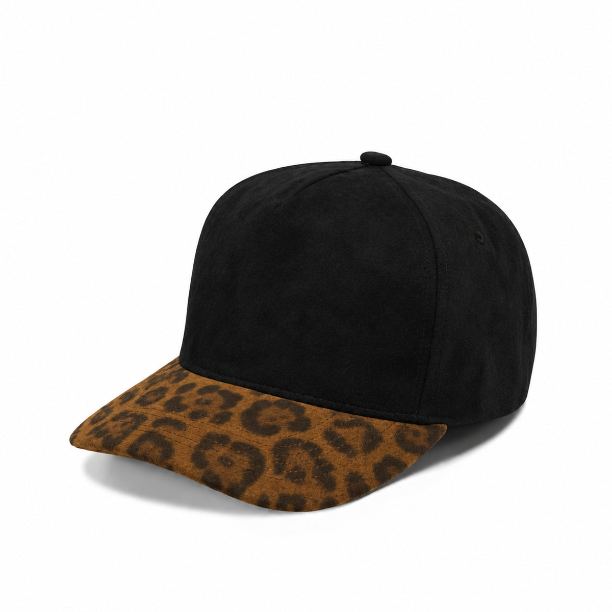 Plain Curve 5Panel Suede Leopard Hat 5067