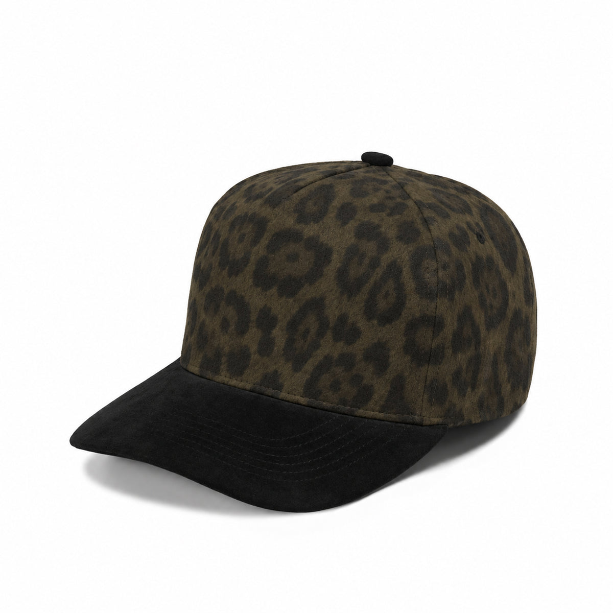 Plain Curve 5Panel Suede Leopard Hat 5067