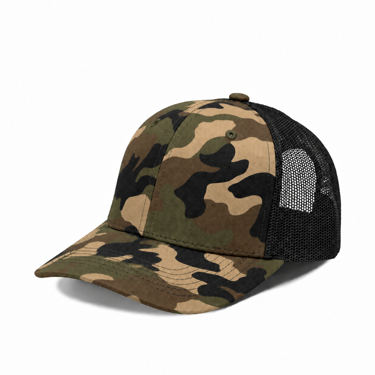 Plain Slight Curve 6Panel Mesh Hat 6001