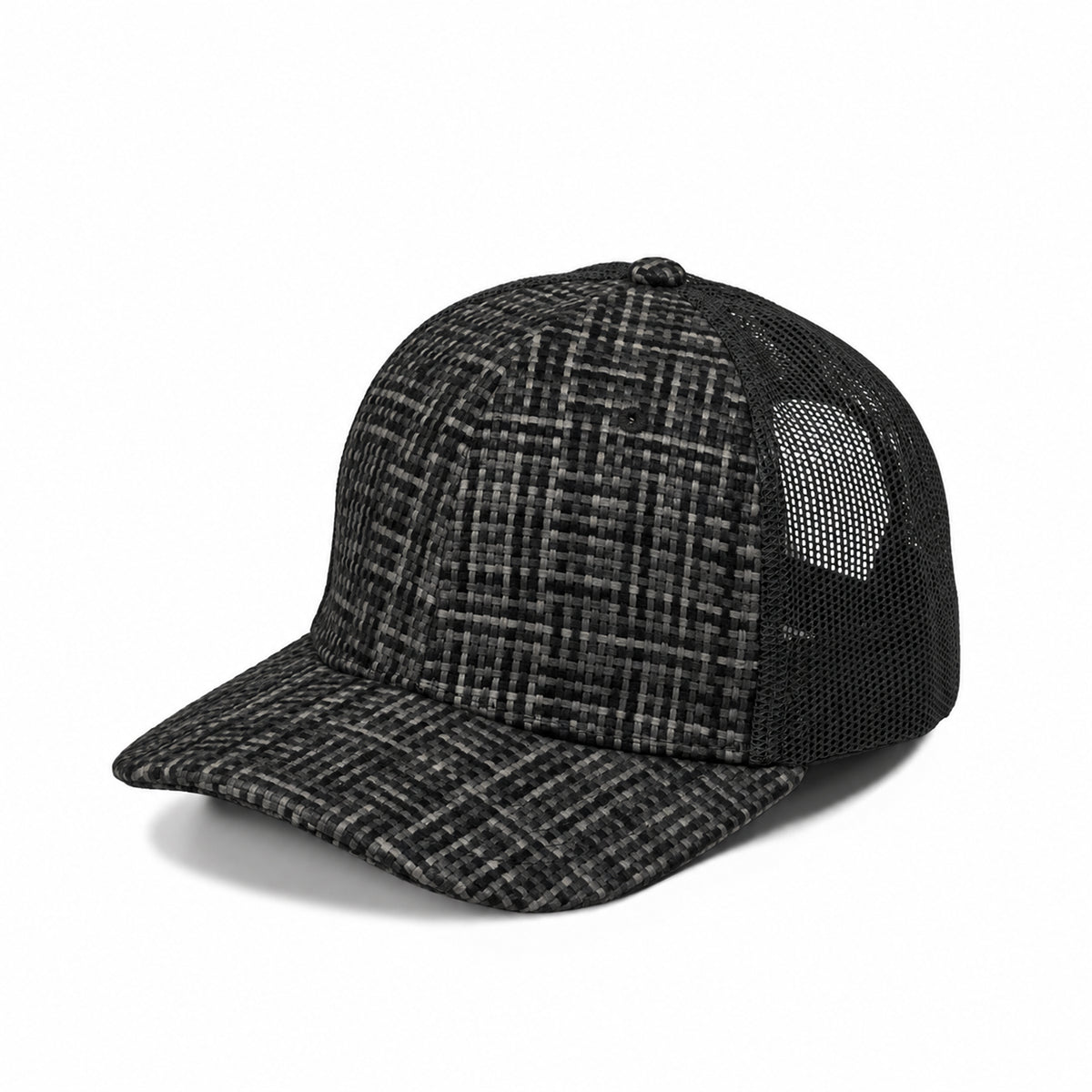 Plain Curve 6Panel Check Pattern Mesh Hat 6007
