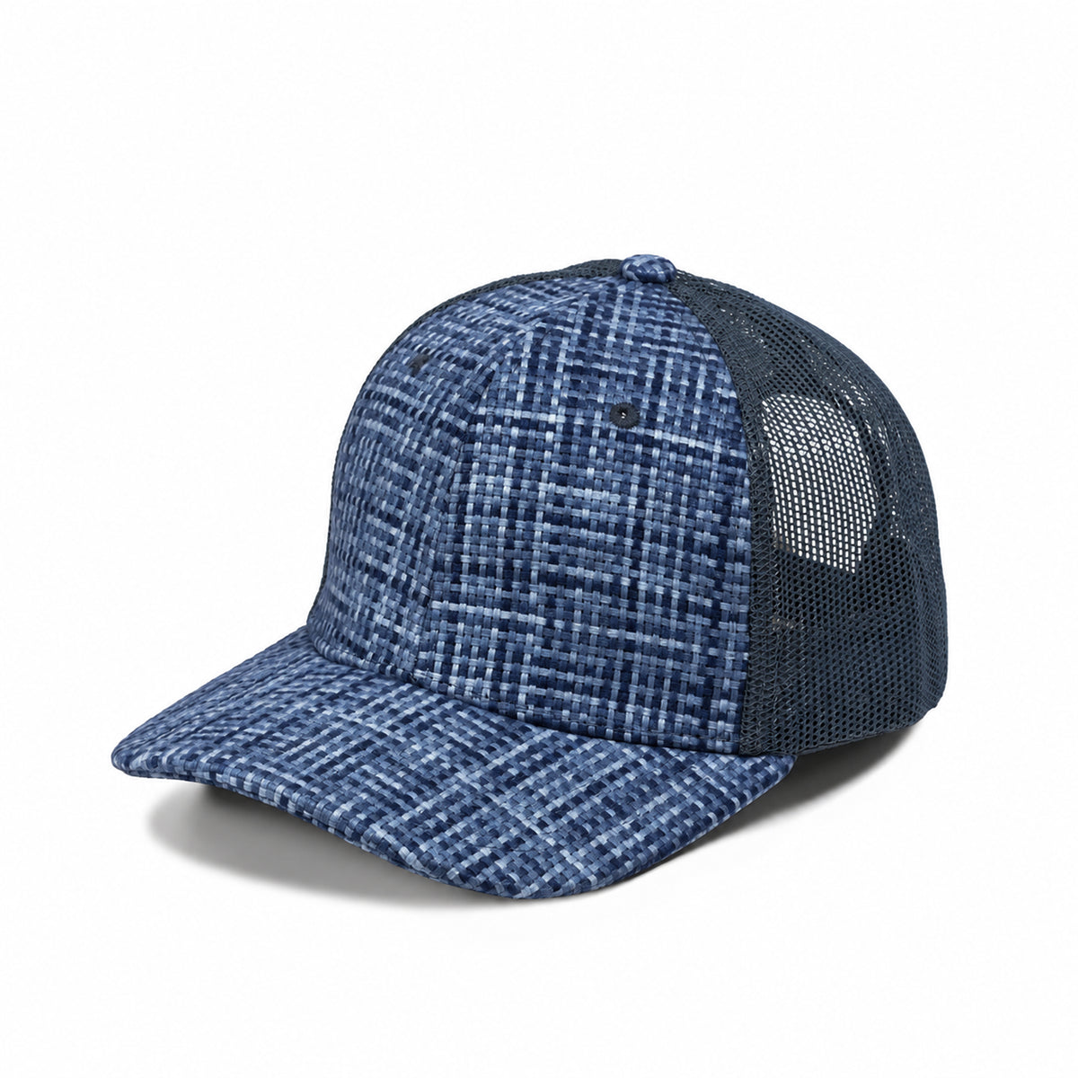Plain Curve 6Panel Check Pattern Mesh Hat 6007