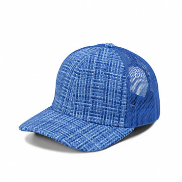 Plain Curve 6Panel Check Pattern Mesh Hat 6007