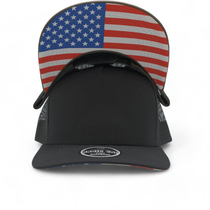 PLAIN CURVE 5PANEL UNDER USA PRINTED MESH HAT - P5MU