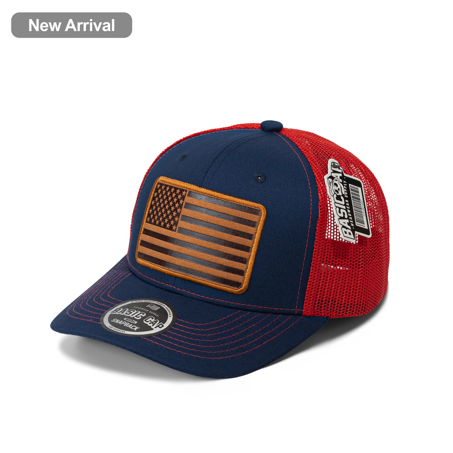 Design USA Leather Patch Flag Hat