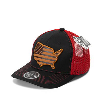 Design USA Leather Patch Map Hat