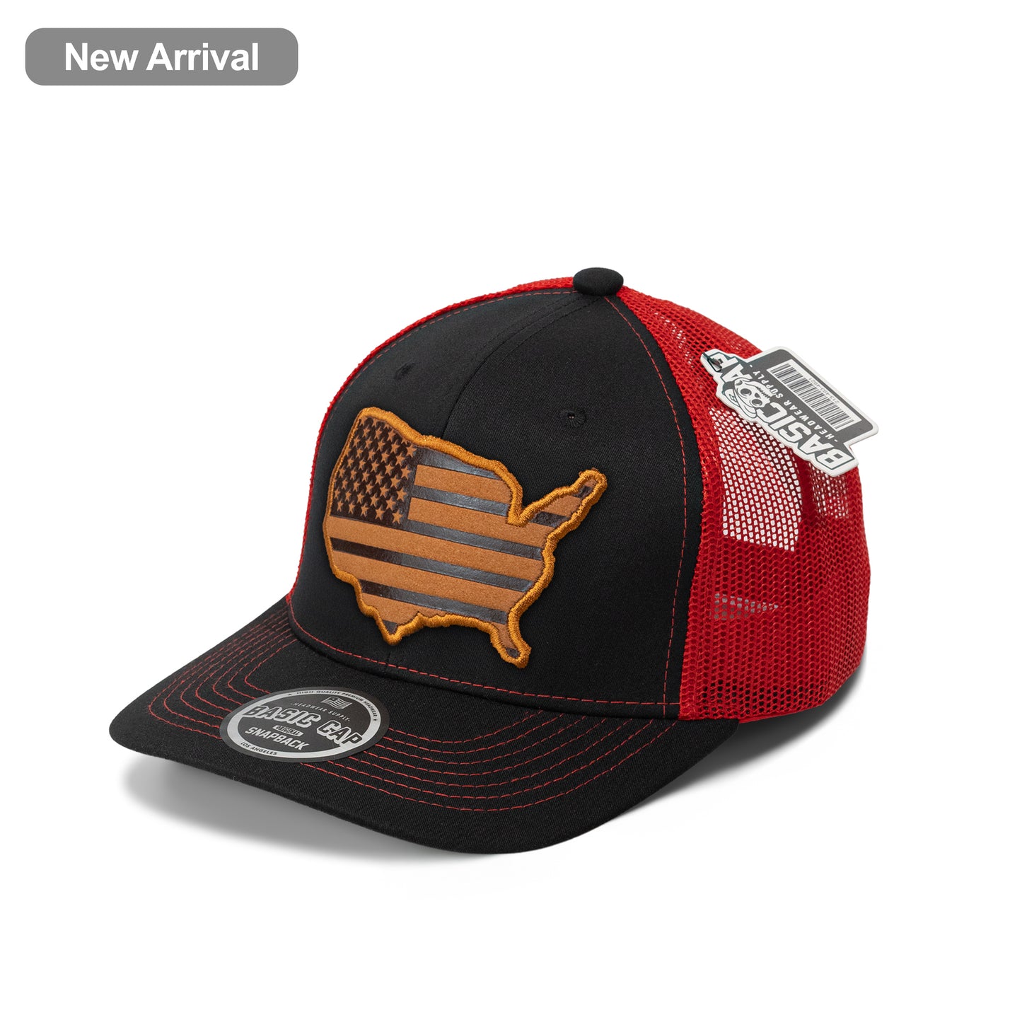 Design USA Leather Patch Map Hat