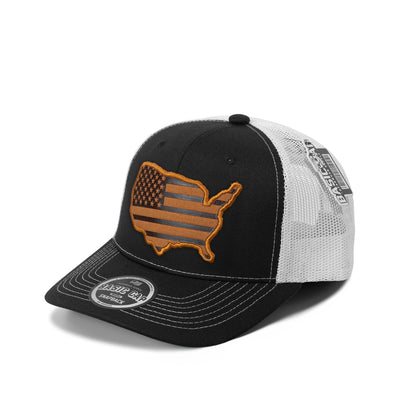 Design USA Leather Patch Map Hat