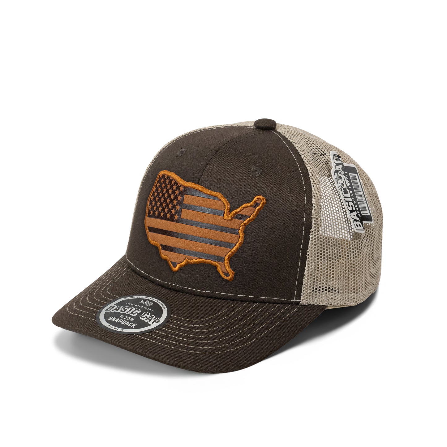 Design USA Leather Patch Map Hat