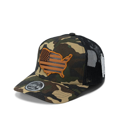 Design USA Leather Patch Map Hat