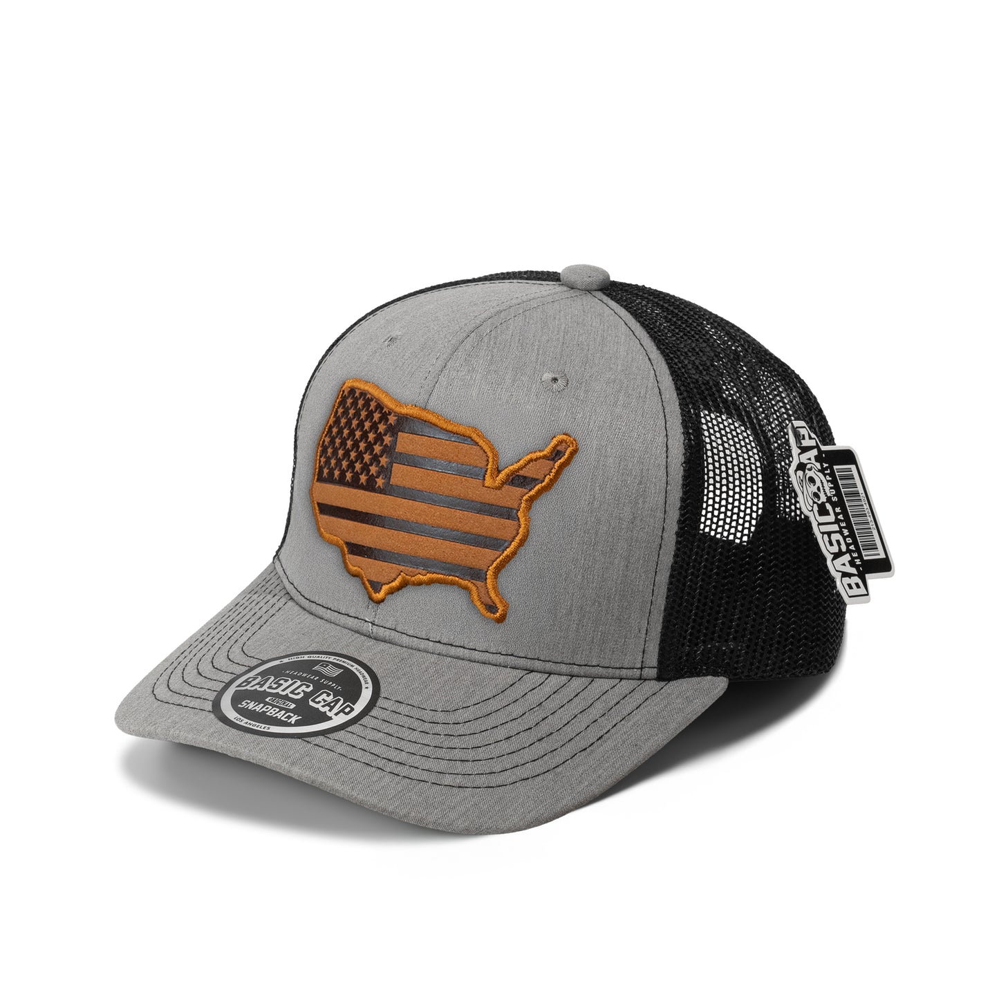 Design USA Leather Patch Map Hat