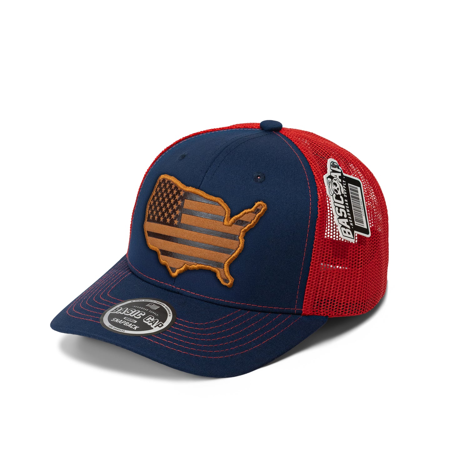 Design USA Leather Patch Map Hat