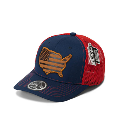 Design USA Leather Patch Map Hat