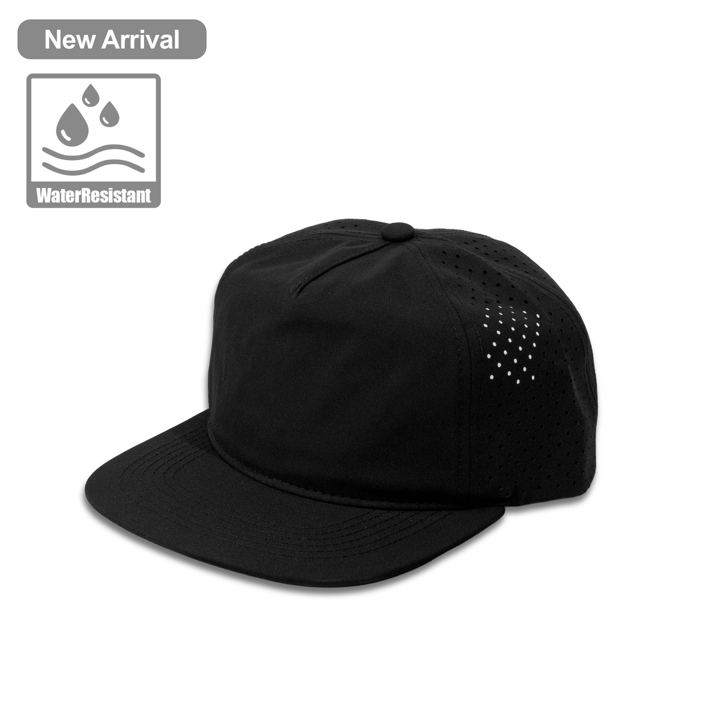 Plain Unstructured Flat 5Panel Laser Hole Hat Water Repellent 5053