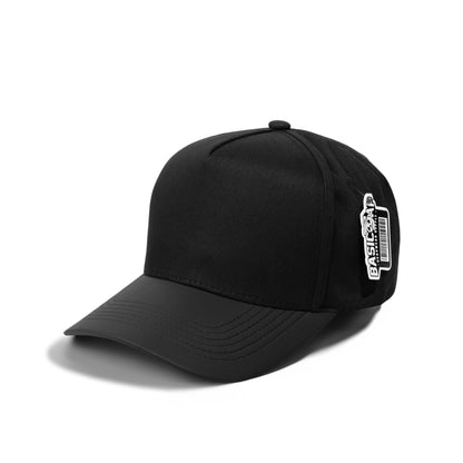 Plain Curve 5Panel Cotton PU Leather Hat 5006
