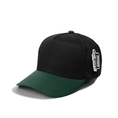 Plain Curve 5Panel Cotton PU Leather Hat 5006