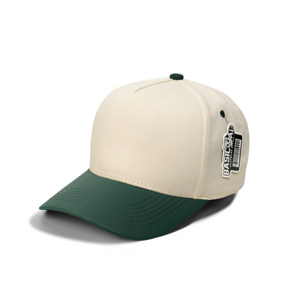 Plain Curve 5Panel Cotton PU Leather Hat 5006