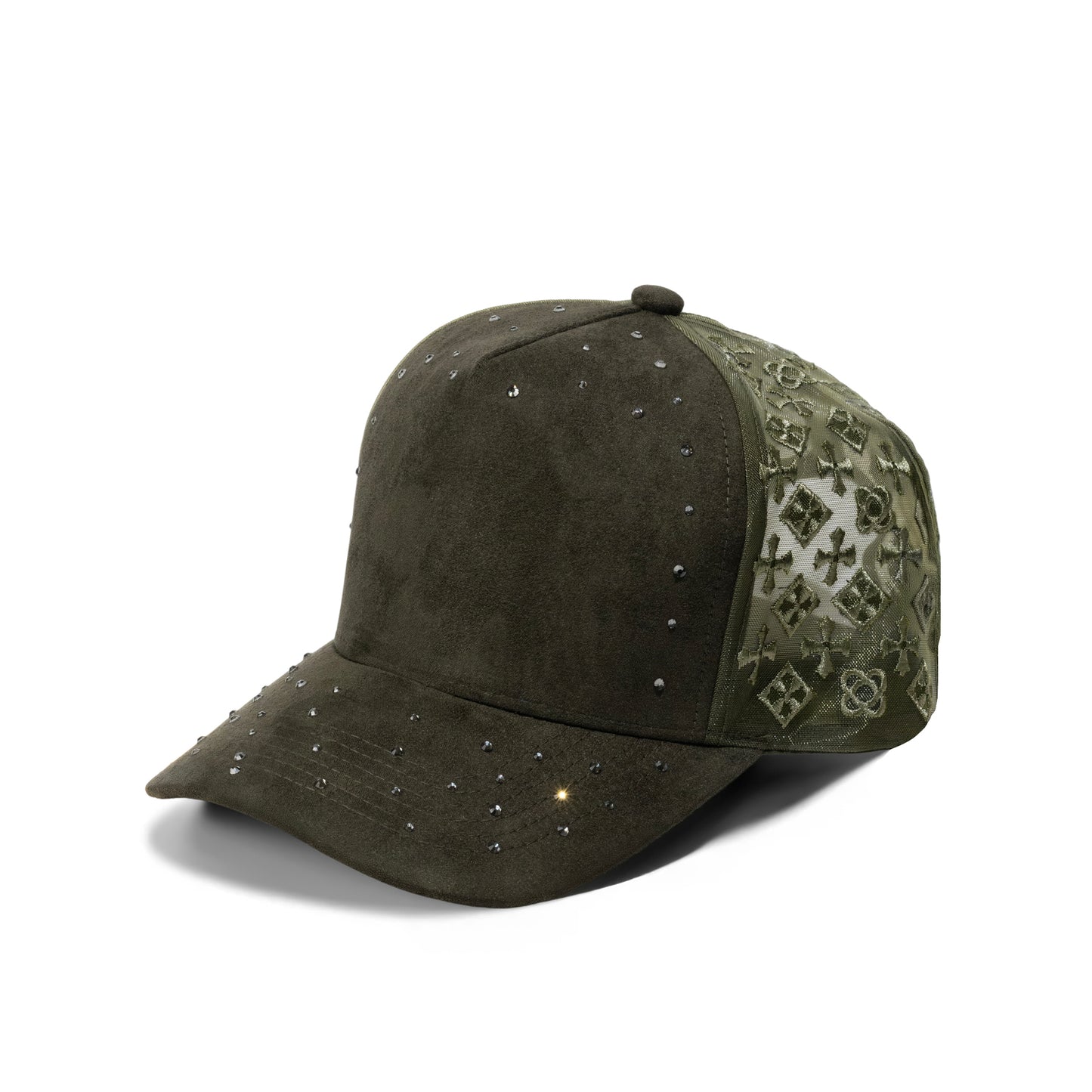 Plain 5Panel Suede Mesh Monogram with Rhinestones 5021