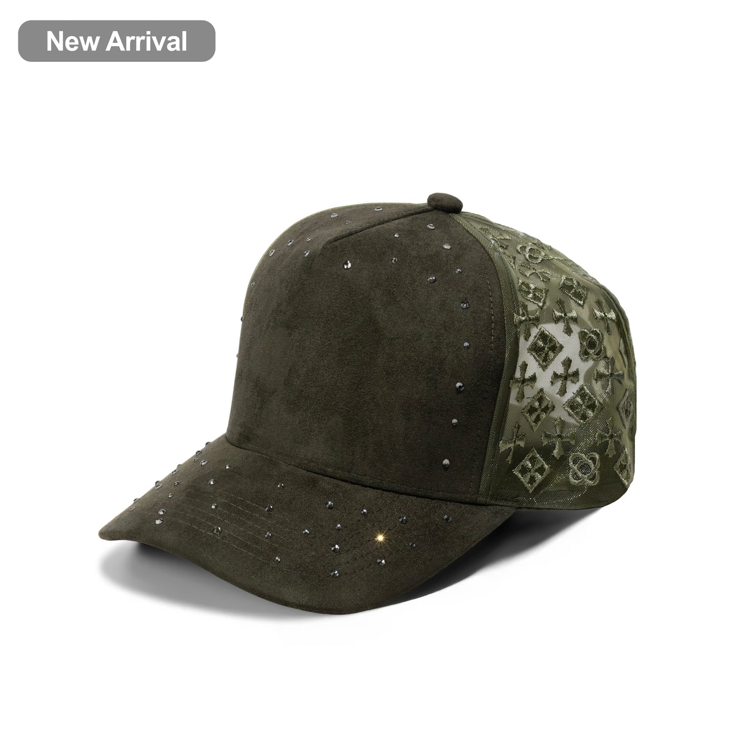 Plain 5Panel Suede Mesh Monogram with Rhinestones 5021