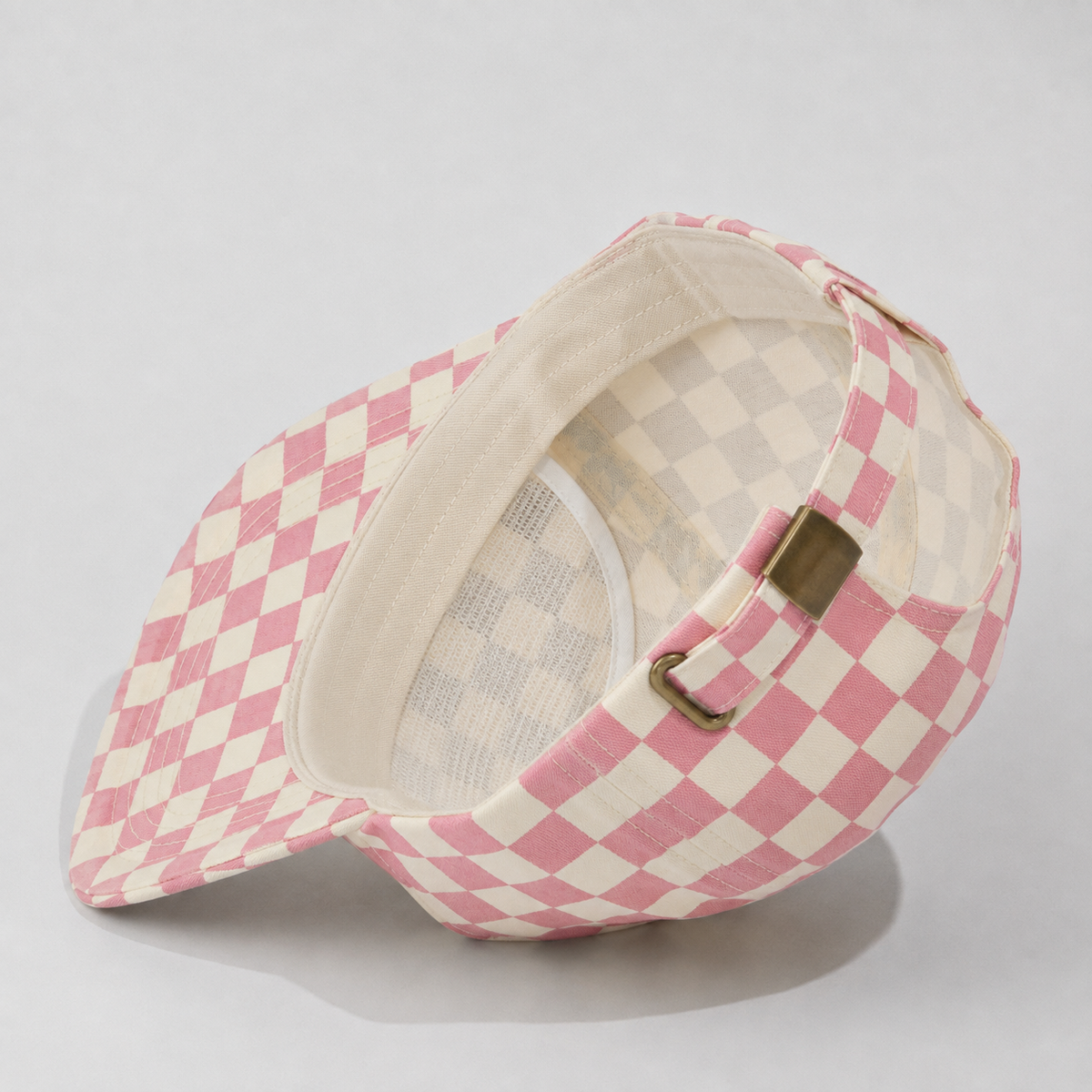 Plain Flat Unstructured 5Panel Checkboard Hat 5057