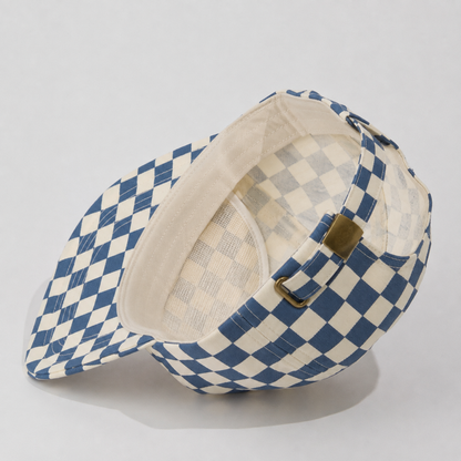 Plain Flat Unstructured 5Panel Checkboard Hat 5057