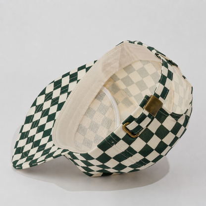 Plain Flat Unstructured 5Panel Checkboard Hat 5057