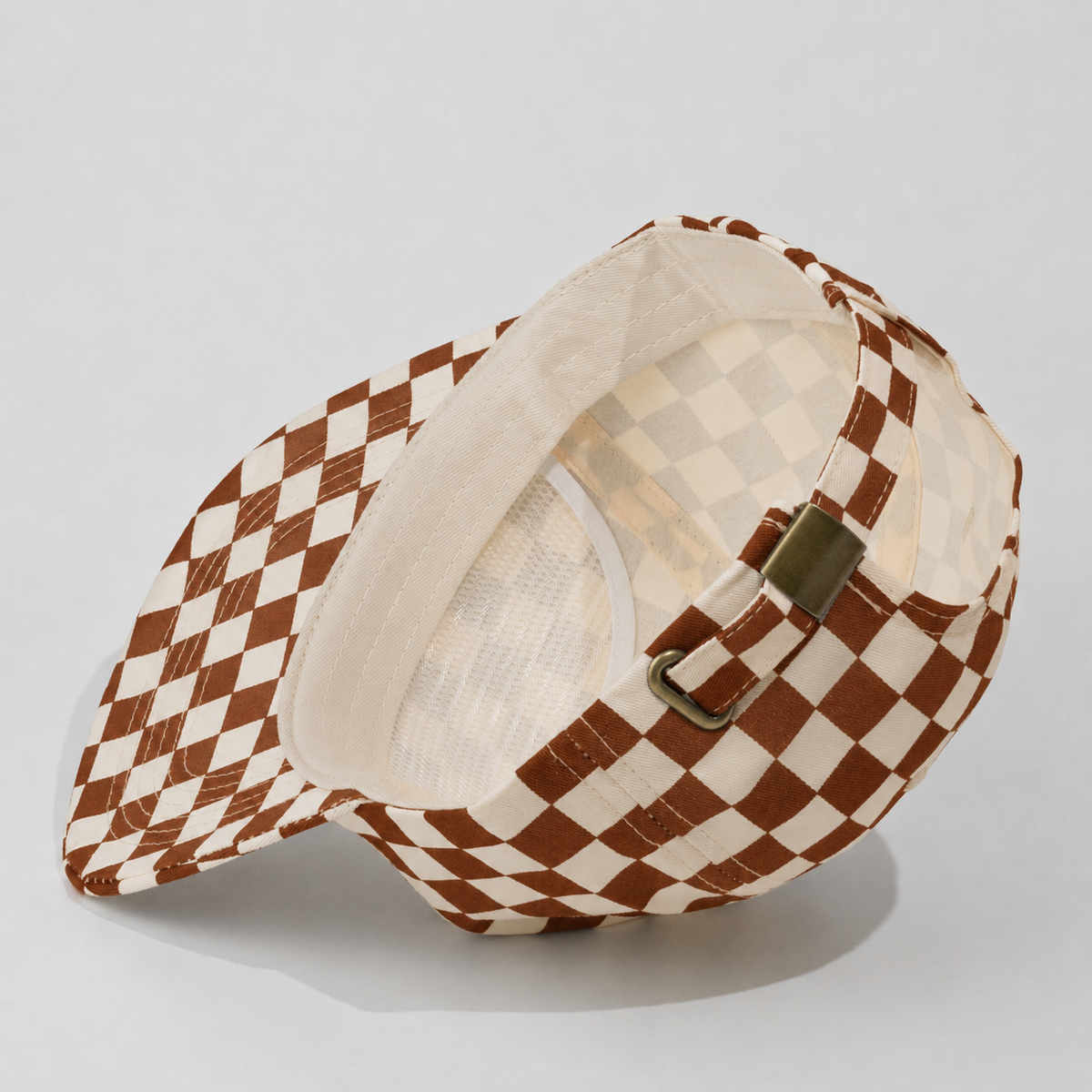 Plain Flat Unstructured 5Panel Checkboard Hat 5057