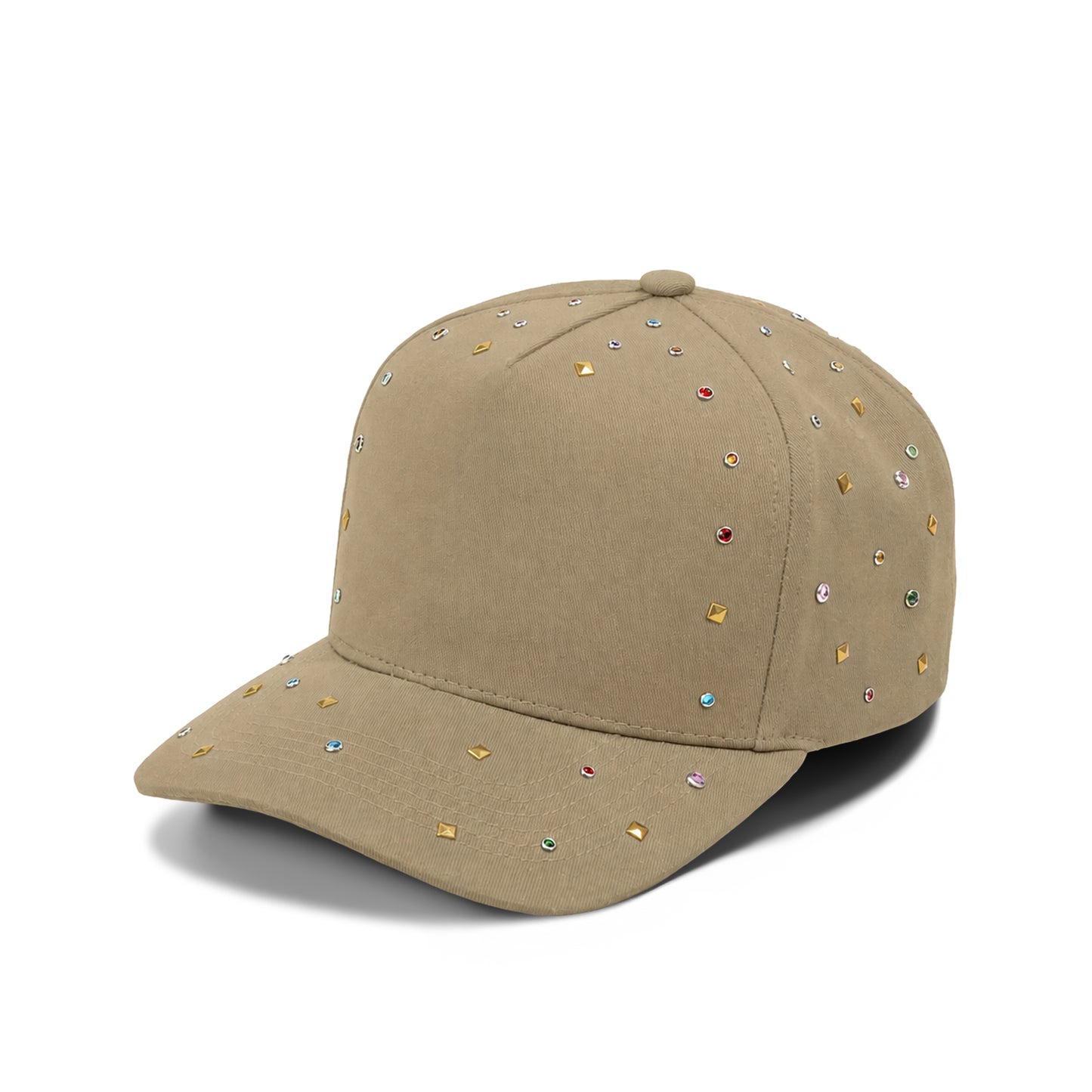 Plain 5Panel Rhinestone Cotton Hat 5049