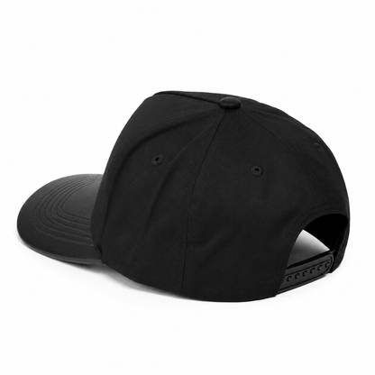 Plain Curve 5Panel Cotton PU Leather Hat 5006