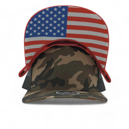 PLAIN CURVE 5PANEL UNDER USA PRINTED MESH HAT - P5MU