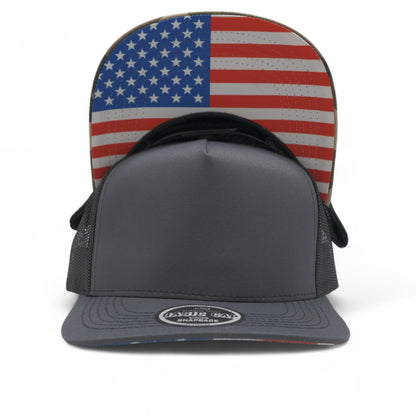 PLAIN CURVE 5PANEL UNDER USA PRINTED MESH HAT - P5MU