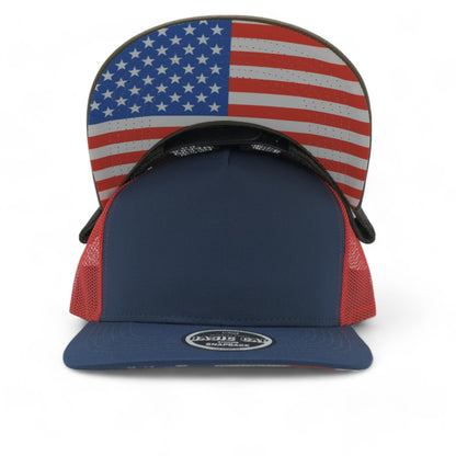 PLAIN CURVE 5PANEL UNDER USA PRINTED MESH HAT - P5MU