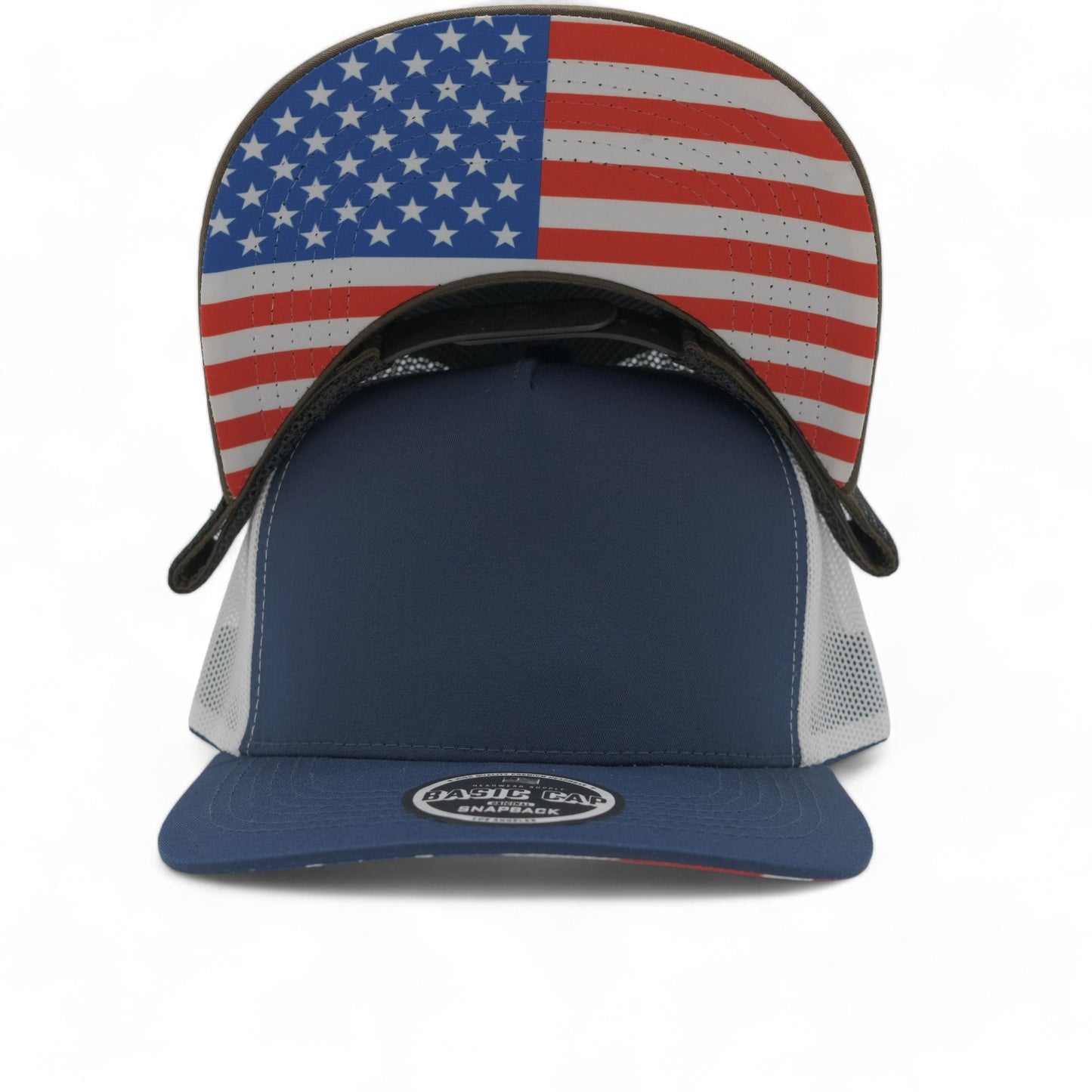 PLAIN CURVE 5PANEL UNDER USA PRINTED MESH HAT - P5MU