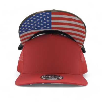 PLAIN CURVE 5PANEL UNDER USA PRINTED MESH HAT - P5MU