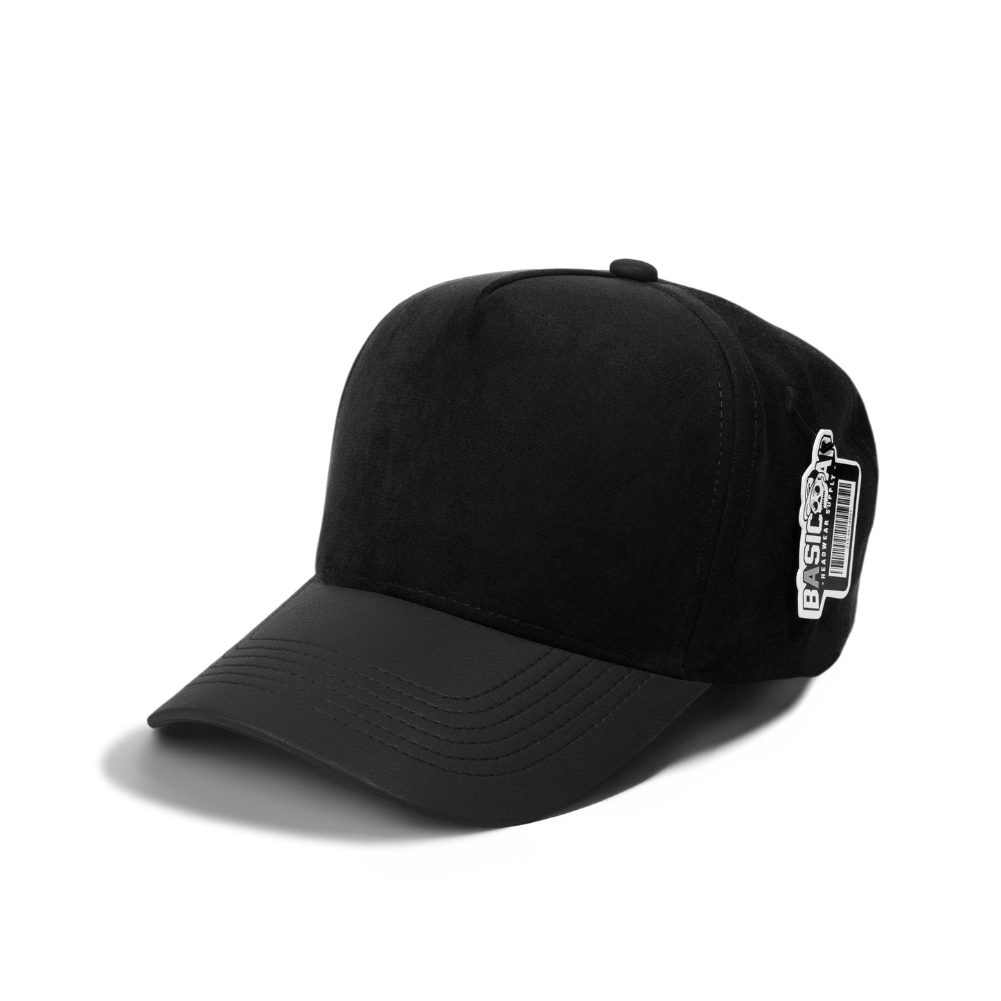 Plain Curve 5Panel Suede PU Leather Hat 5056