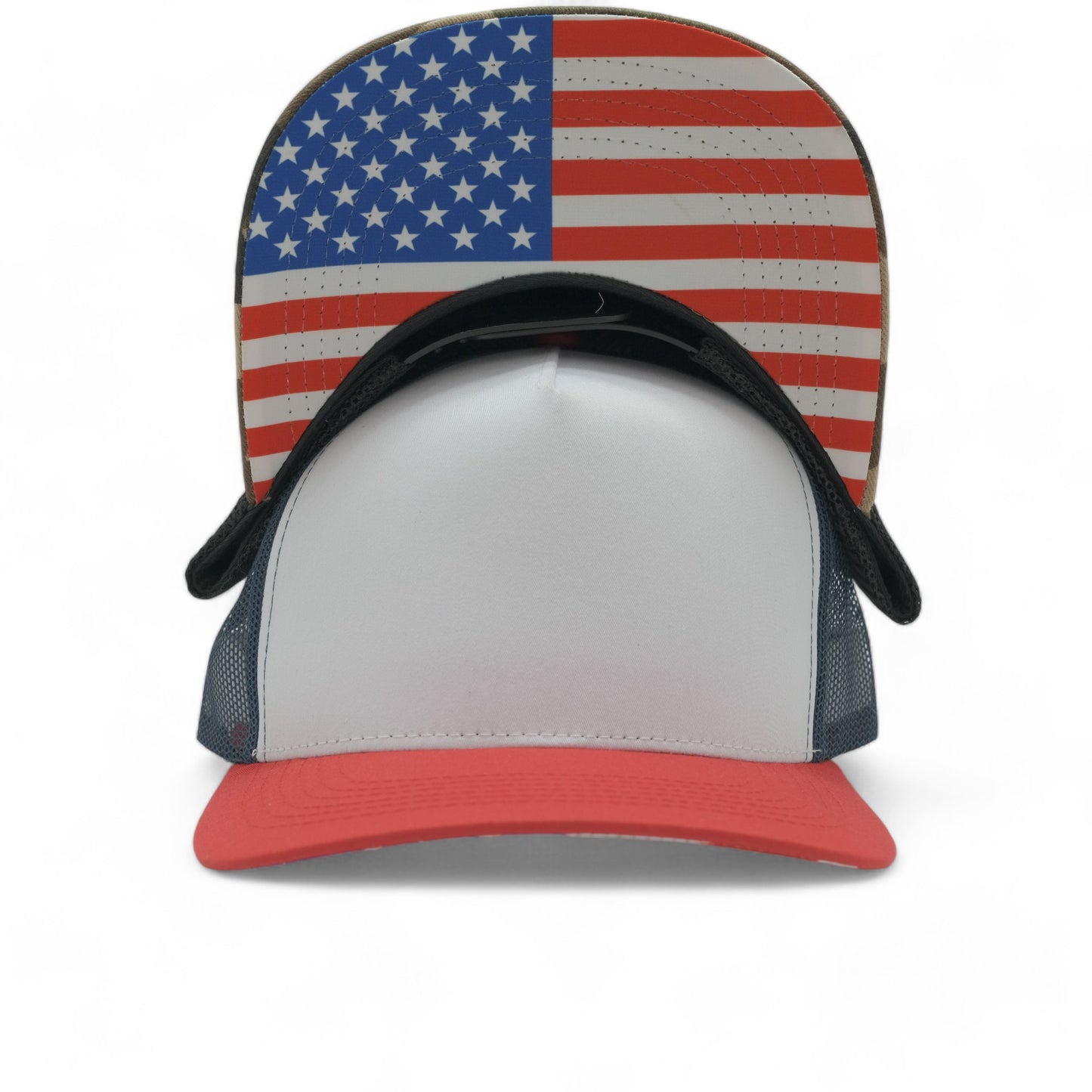 PLAIN CURVE 5PANEL UNDER USA PRINTED MESH HAT - P5MU